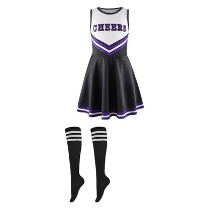 Shengou Kids Cheerleader Costume with Pom‑Poms, Socks & Accessories
