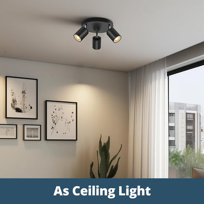 Schiele 60466001 3-Bulb Round GU10 Ceiling Spotlight Black