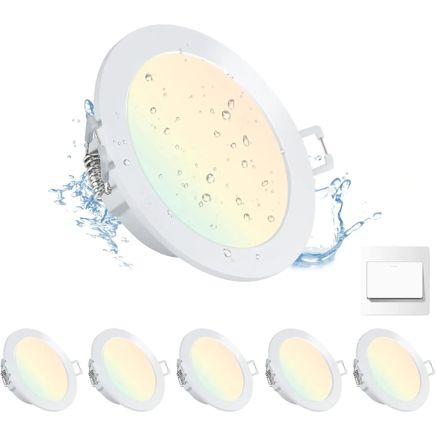 Royana 6‑Pack Dimmable LED Recessed Spotlights, Ultra‑Flat IP44 Ceiling Lights - Gomix Brands Outlet