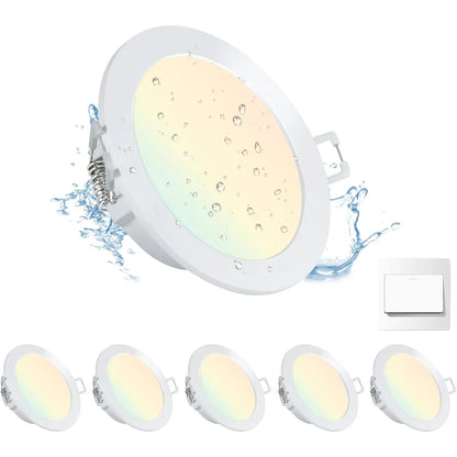 Royana 6‑Pack Dimmable LED Recessed Spotlights, Ultra‑Flat IP44 Ceiling Lights - Gomix Brands Outlet
