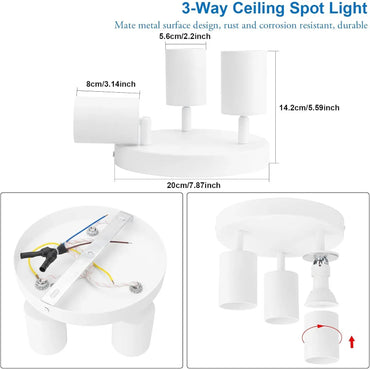 Klighten 3‑Bulb White GU10 Ceiling Spotlight – Swivel & Rotatable - Gomix Brands Outlet