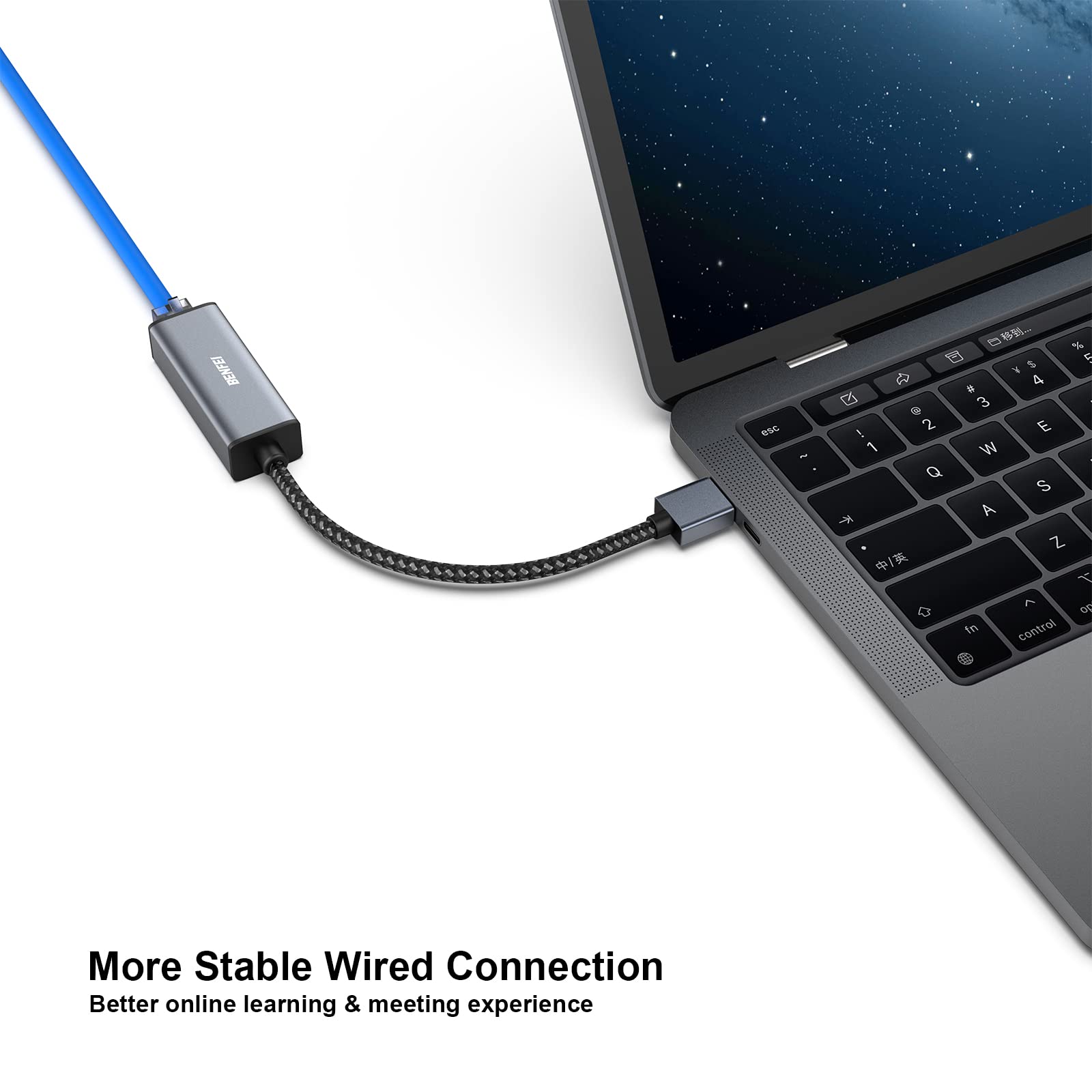 BENFEI USB 3.0 to Gigabit Ethernet Adapter Aluminium Shell Nylon Cable Gray 000317grey