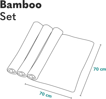 Lionelo Bamboo Muslin Nappy Set of 3 – Soft, Antibacterial, Hypoallergenic