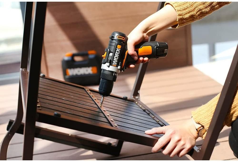 WORX WX128 12V Cordless Drill Driver Kit with 2-Speed & LED Light