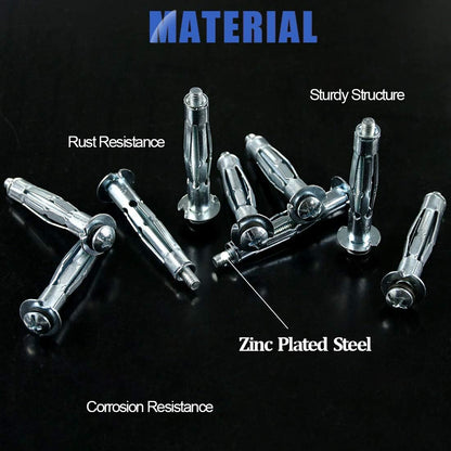 Heavy Duty Zinc Plated Steel Molly Bolt 5x52mm Anchor Set
