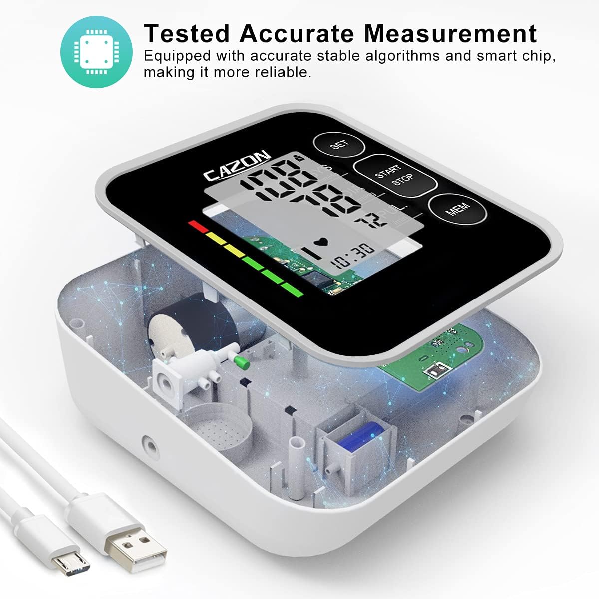 CAZON Digital Blood Pressure Monitor Upper Arm Automatic 2x100 Memory