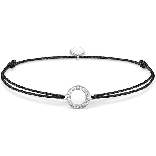 Sparkling Circle Charm Bracelet: Sterling Silver, Zirconia, Adjustable, Elegant, Dainty
