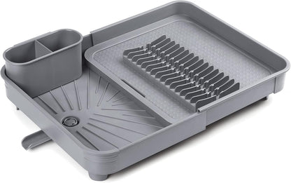 Rayen Grey Extendable Dish Drainer with Adjustable Nozzle, 36x51 cm