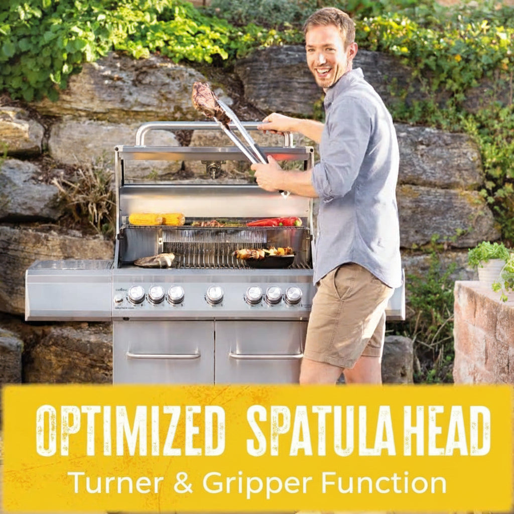 Grillfürst Premium Stainless Steel BBQ Tongs with Spatula Head 50cm