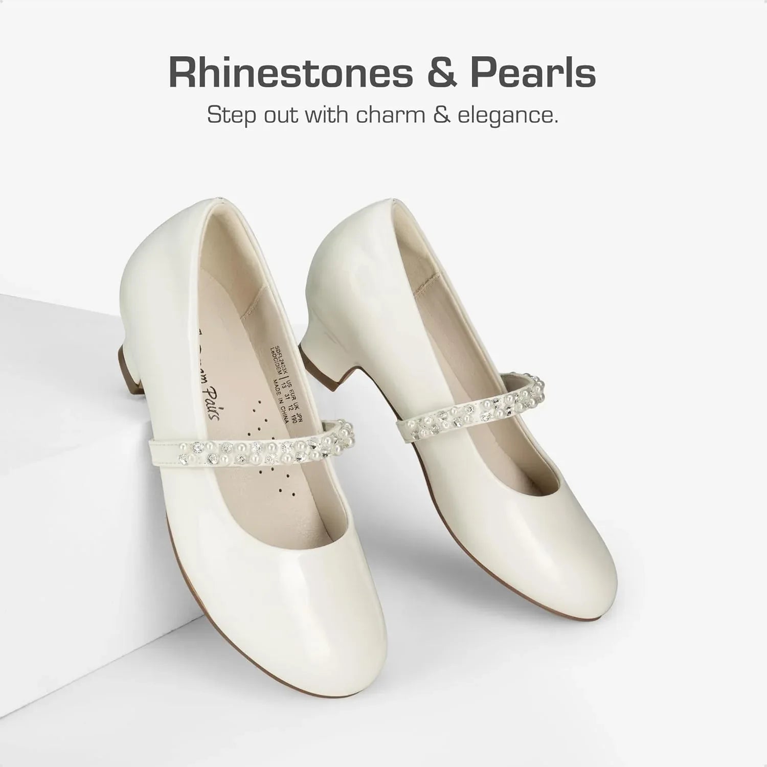 DREAM PAIRS Girls Low Heel Mary Jane Shoes with Rhinestones. - Gomix Brands Outlet