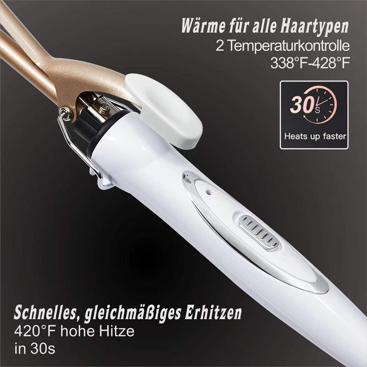 Reyke Mini Ceramic Curling Iron 9mm White Gold JK-B006-DE