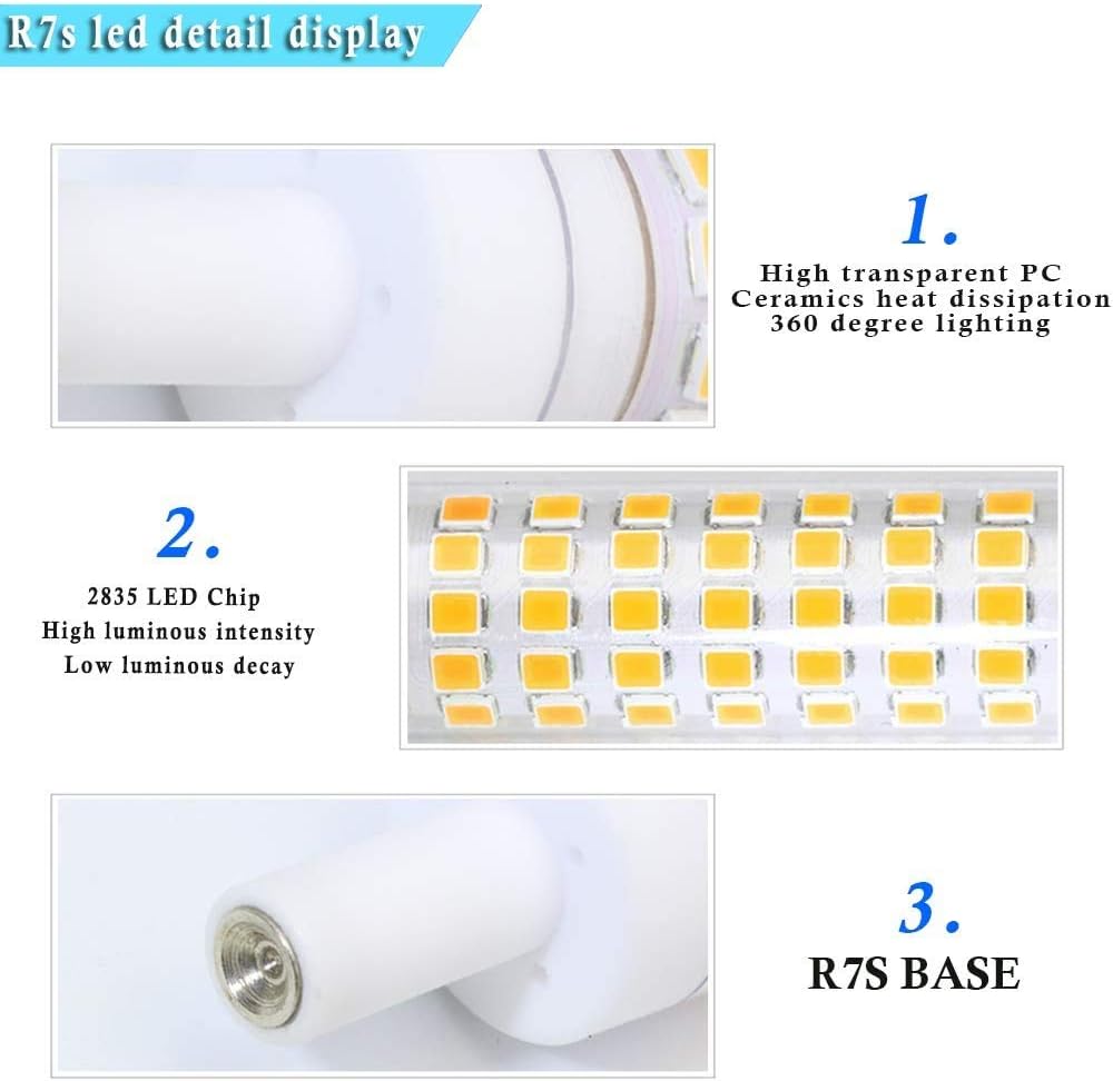 BAOMING R7S LED Bulb 118mm 10W Dimmable 900lm 2700K Warm White 75W Equivalent 2-Pack