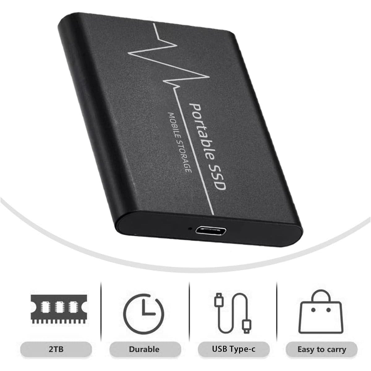 2TB Ultra Slim Portable External Hard Drive USB 3.1 Shockproof