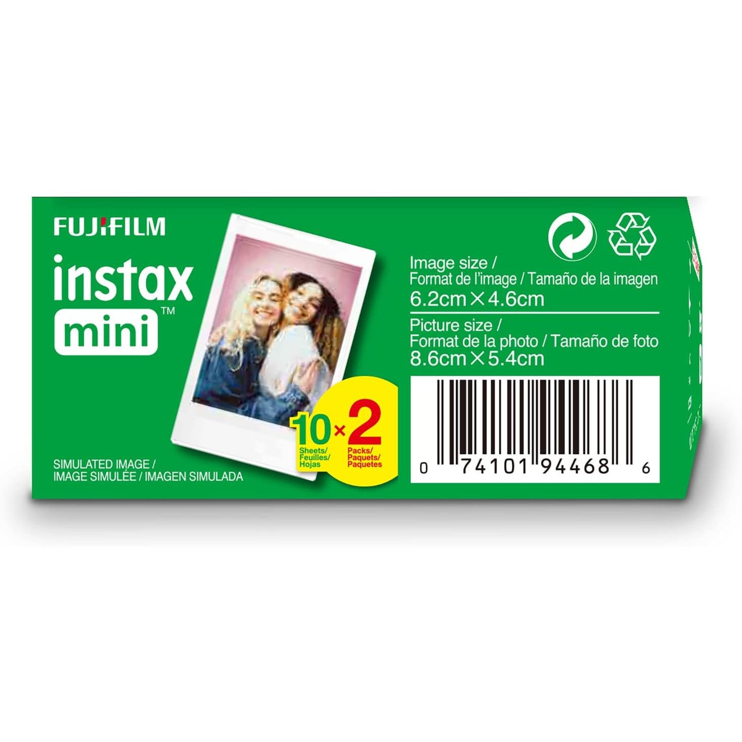 Fujifilm Instax Mini Twin Pack Instant Film, 20 White Photos