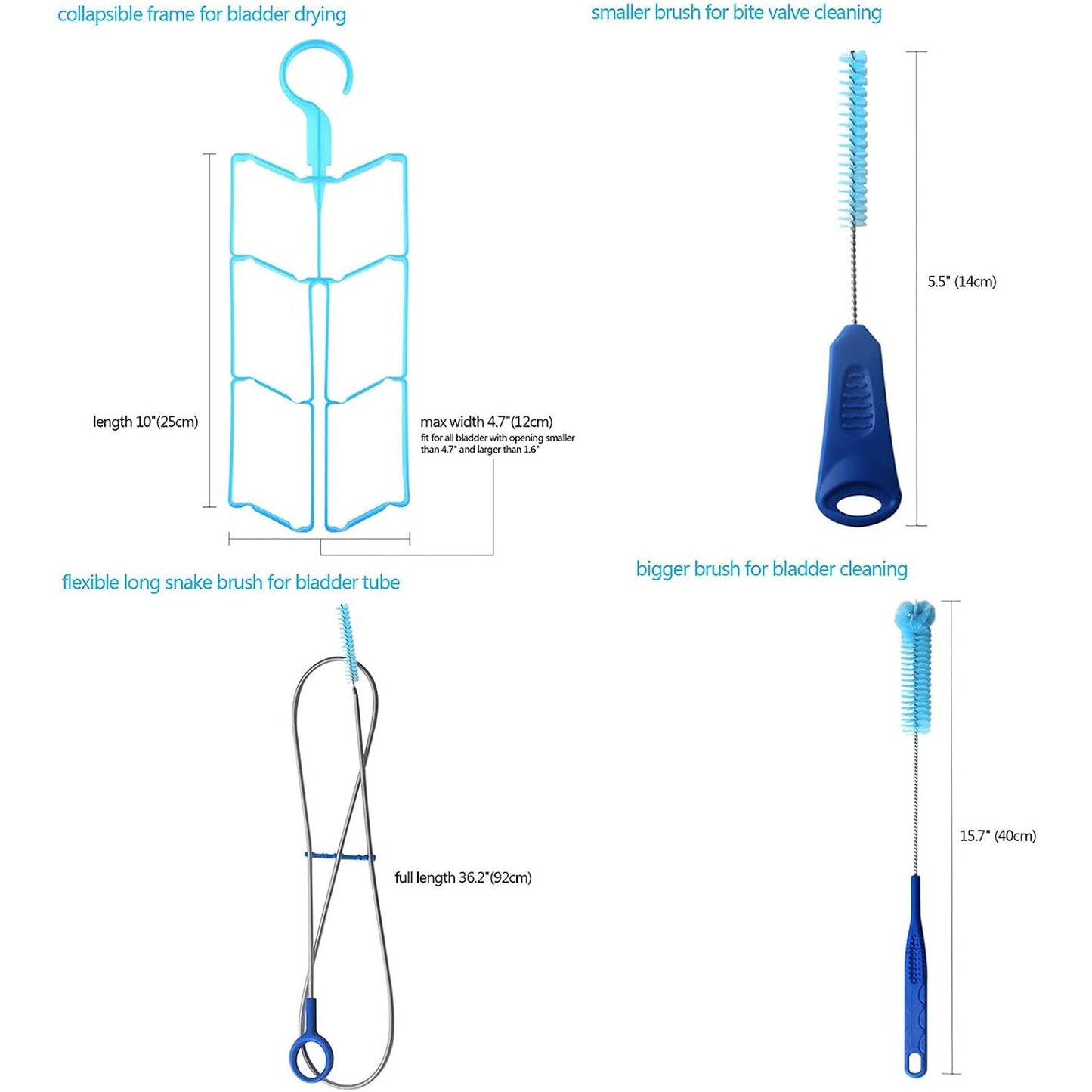 Montesy 4-in-1 Hydration Water Bladder Cleaning Brush Set for Camping