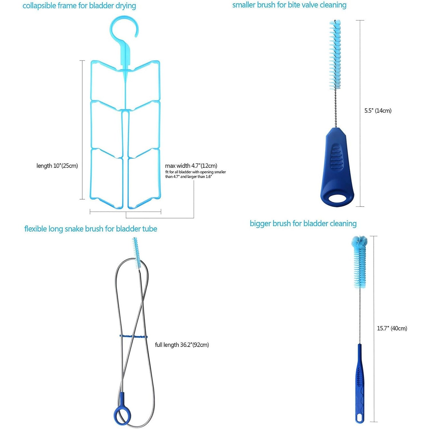 Montesy 4-in-1 Hydration Water Bladder Cleaning Brush Set for Camping