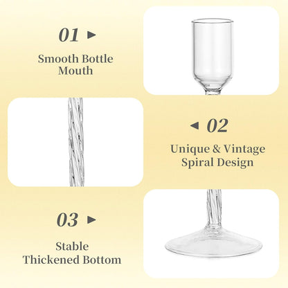 Hewory Vintage Glass Candle Holders Set – 3 Elegant Taper Stands