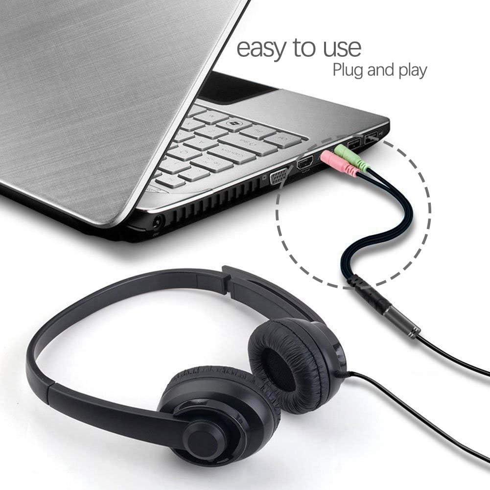 Black Headset Mic & Audio Splitter Cable for PC Gaming - Gomix Brands Outlet