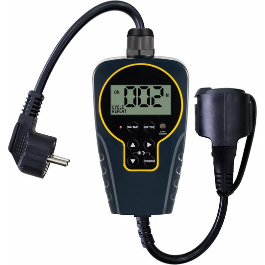 NOVKIT Outdoor Digital Timer Socket: Smart Interval Cycle & Light Sensor Activated