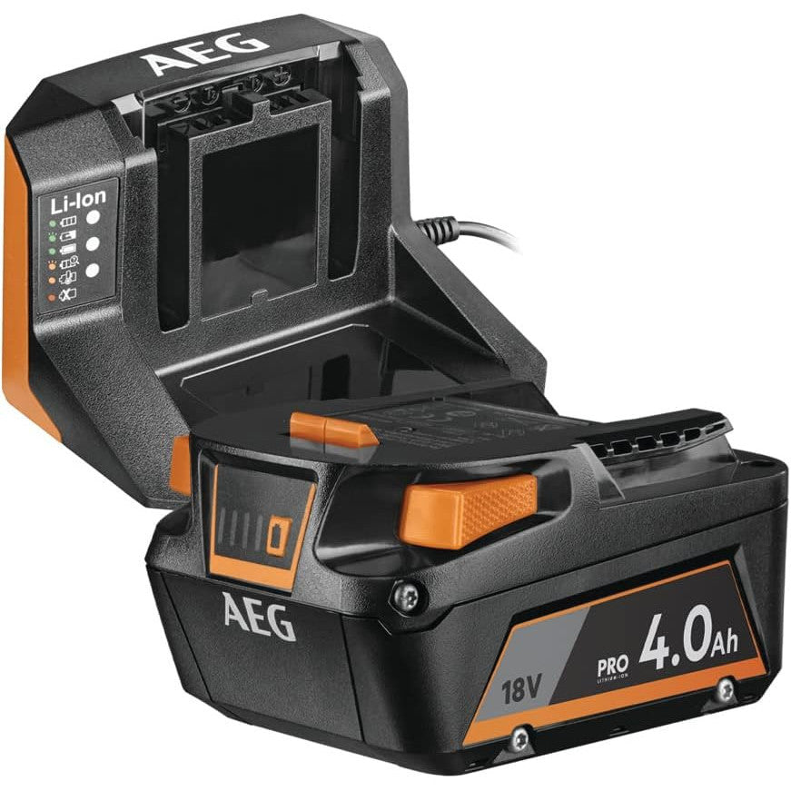 AEG 18V 4Ah Pro Lithium Battery + Rapid Charger – Compact Power Pack