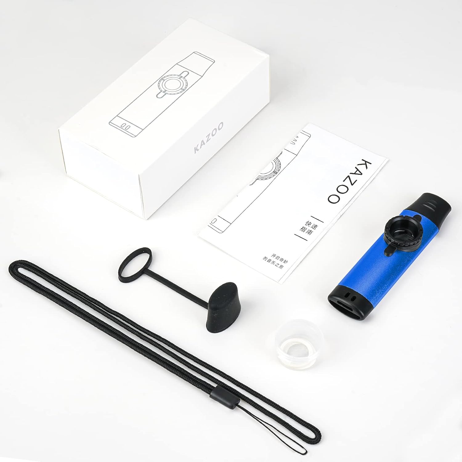 Adjustable Metal Kazoo with 5 Extra Membranes – Blue
