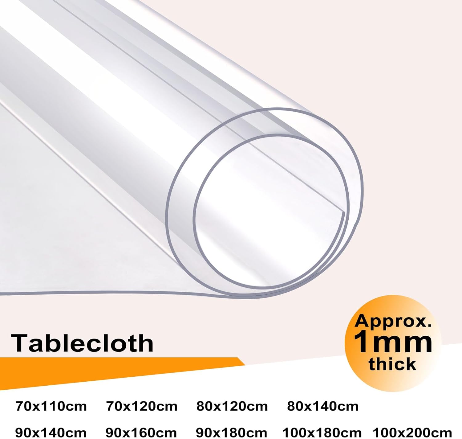 WOLTU 1mm Transparent PVC Table Film Waterproof Clear Tablecloth for Rectangular 90x160 cm