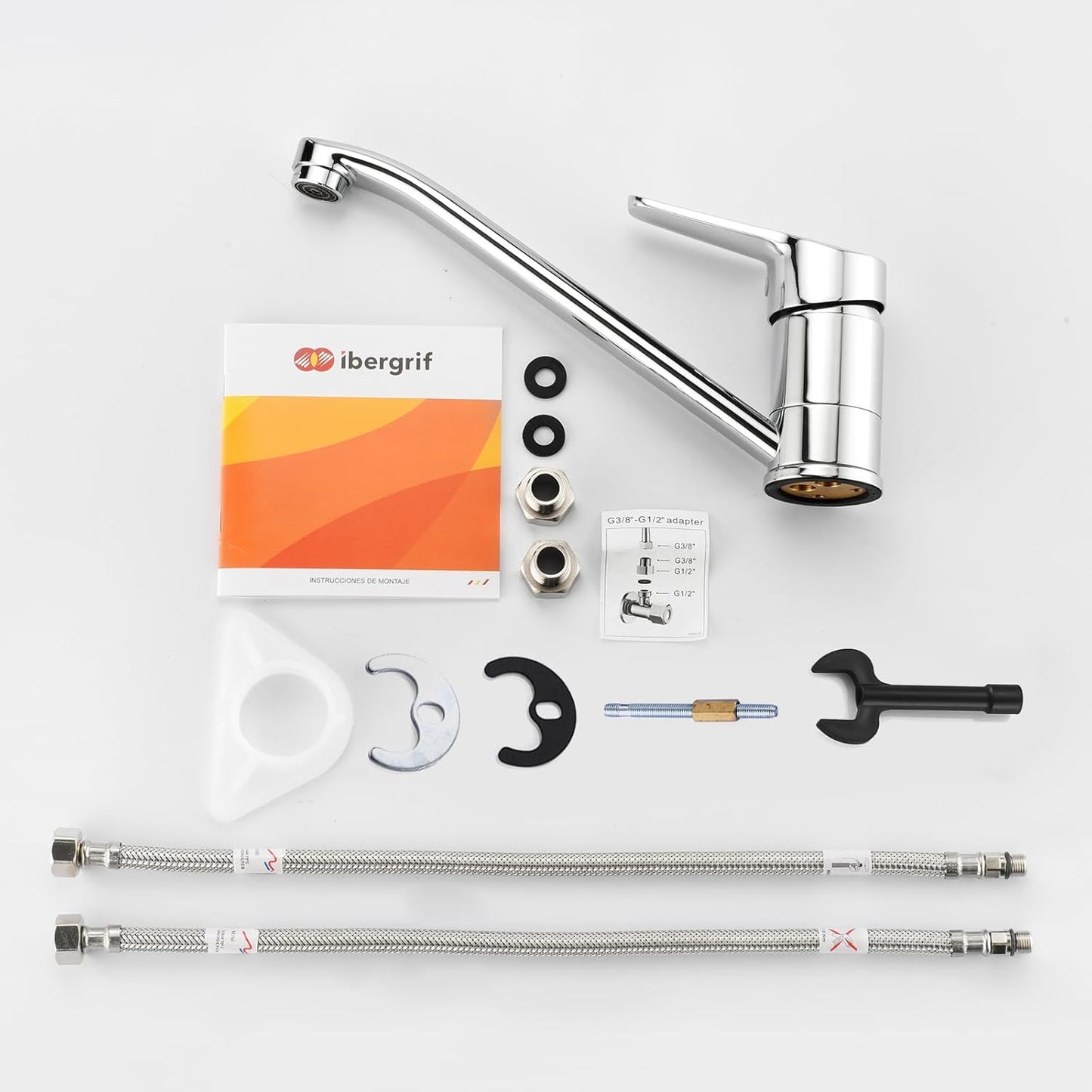Ibergrif Roma Chrome Kitchen Faucet with Pull-Out Spray
