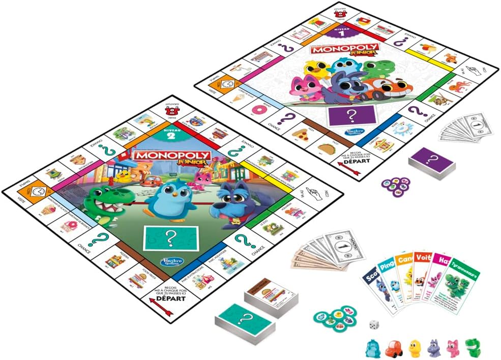Hasbro Monopoly Junior 2‑Sided Board Game for Kids – French