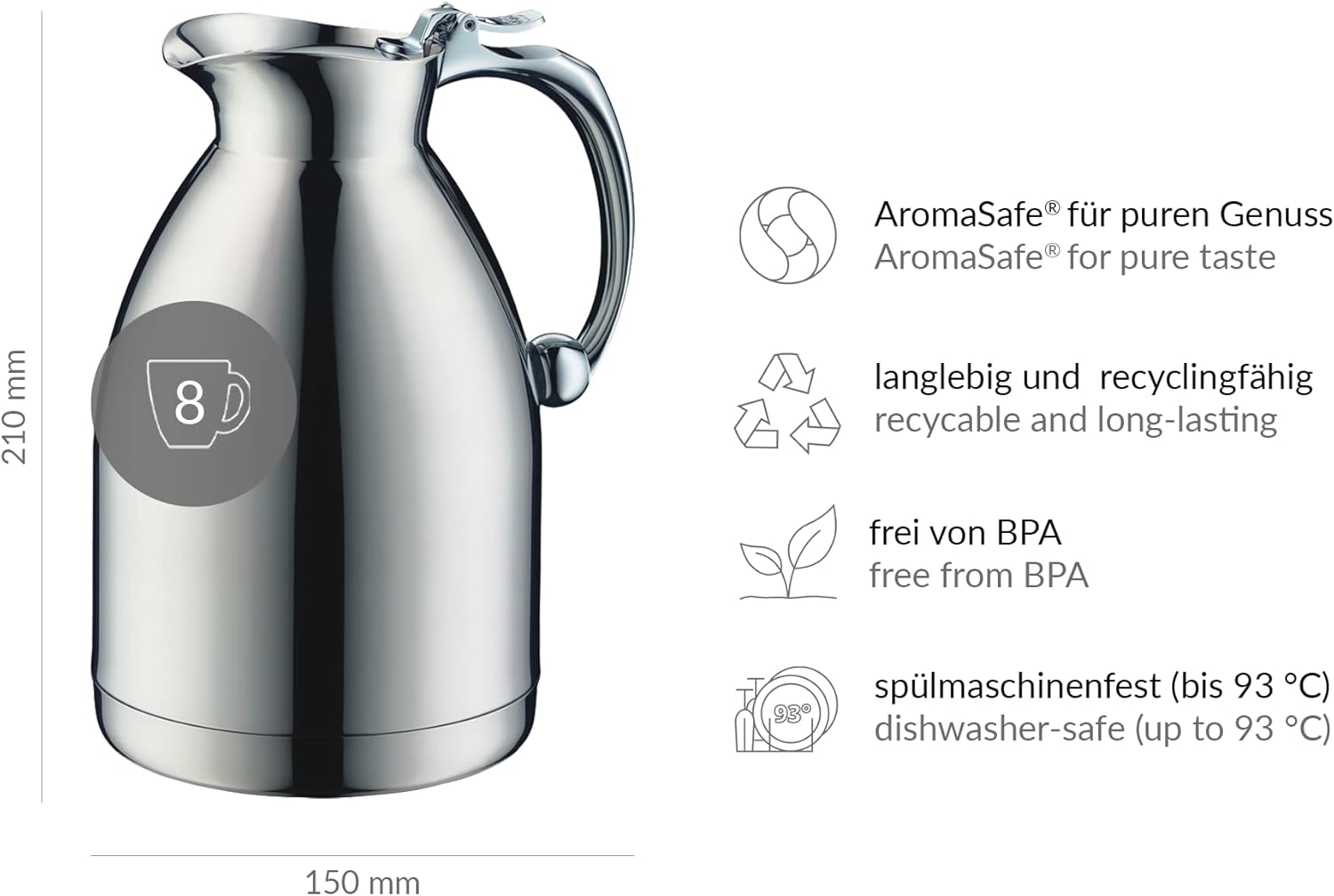 Alfi Hotello 1L Insulated Stainless Steel Jug for Catering
