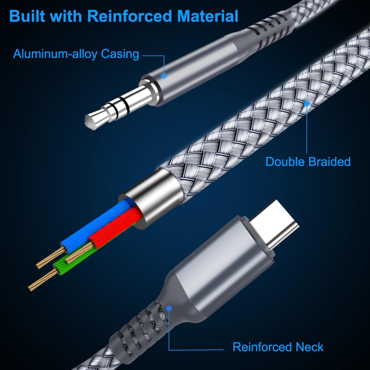 Elebase USB C to 3.5mm Aux Cable 1.2m