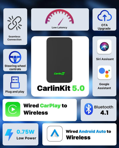 Carlinkit 5.0 Ultra-Fast Wireless CarPlay & Android Auto Adapter - Gomix Brands Outlet