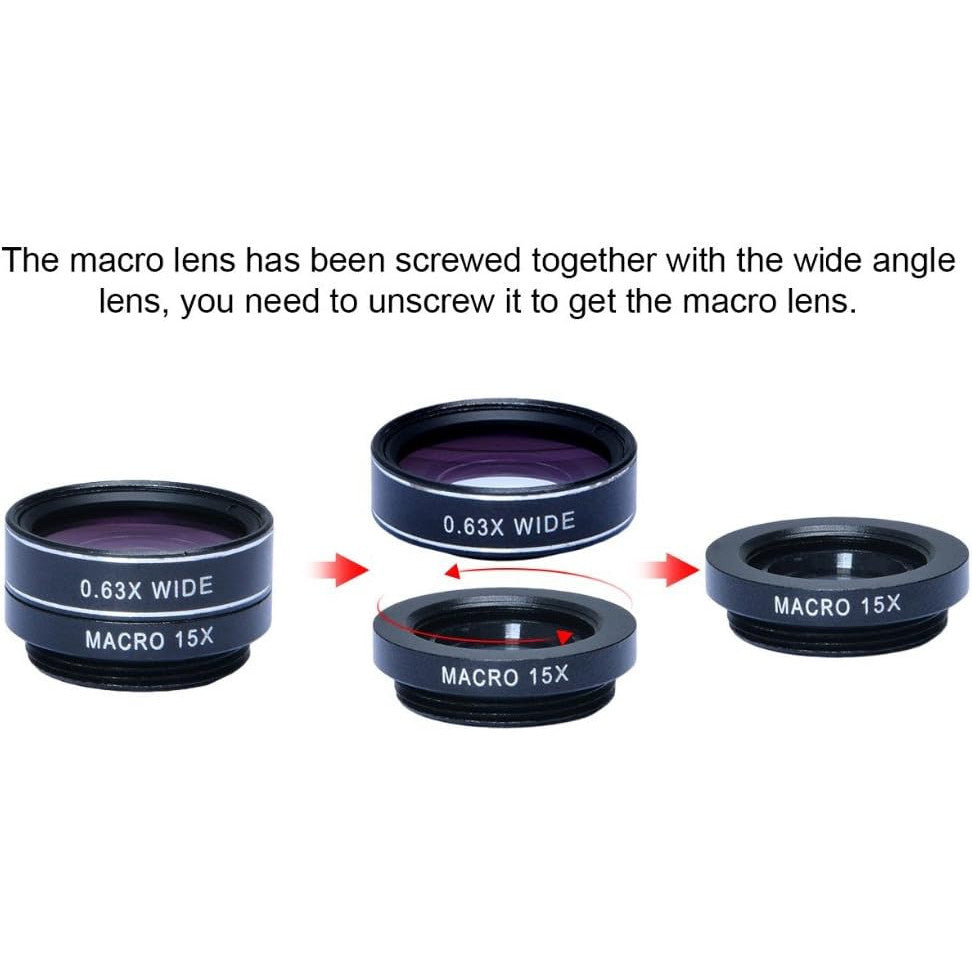 5-in-1 Camera Lens Kit for iPhone & Android – Wide, Macro, Fisheye, Telephoto