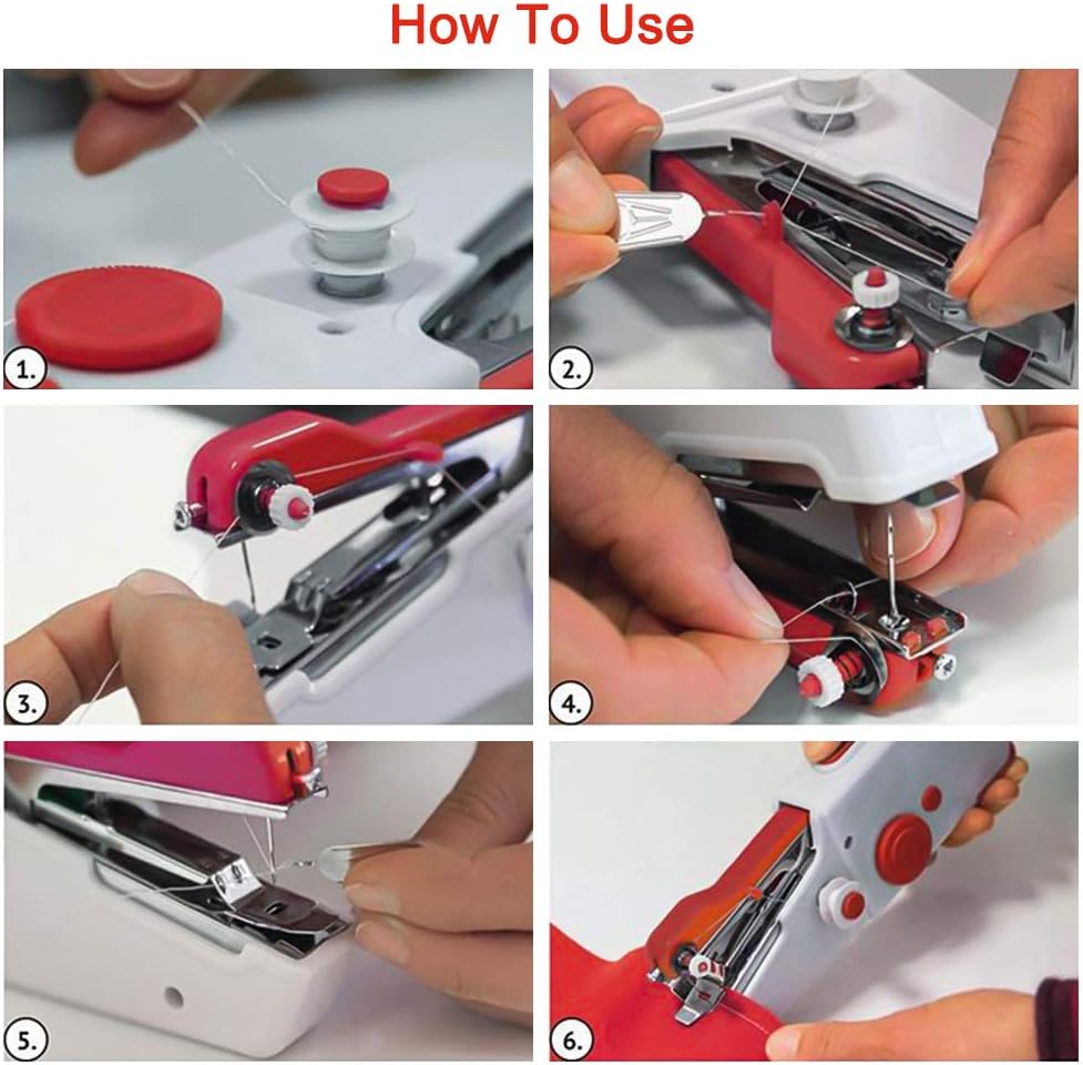 WITIFIG Handheld Sewing Machine Mini Portable Electric Red FRJ001