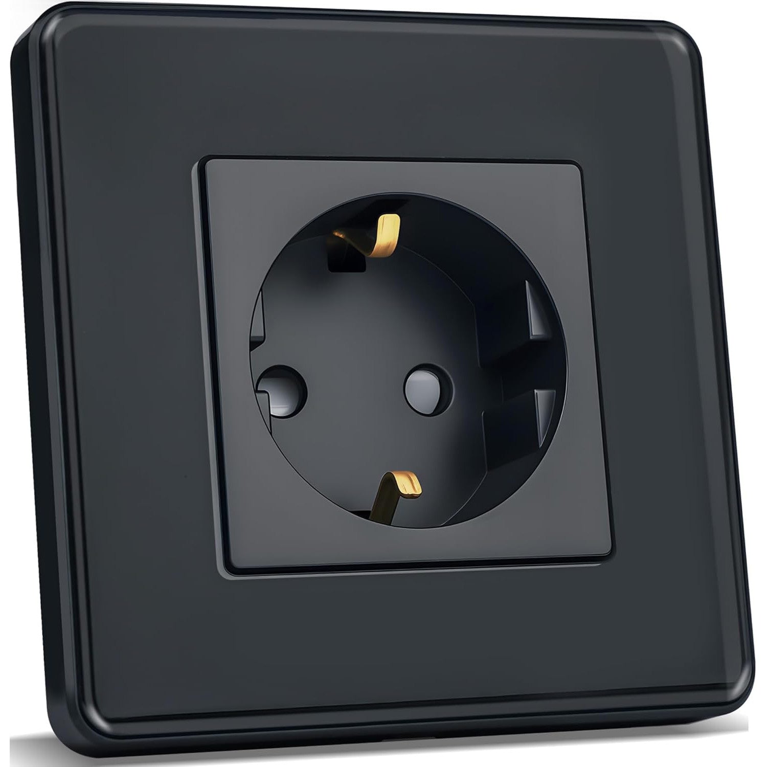 TAWOIA Premium Schuko Socket: EU Standard Single Flush-Mounted Wall Outlet with Elegant Curved Glass Plate