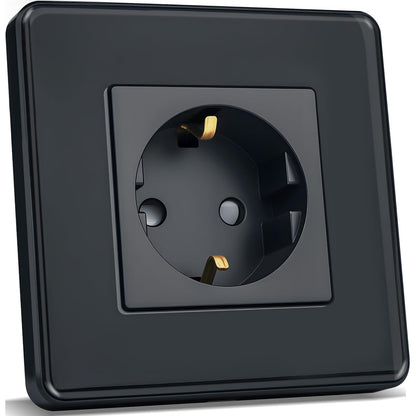 TAWOIA Premium Schuko Socket: EU Standard Single Flush-Mounted Wall Outlet with Elegant Curved Glass Plate
