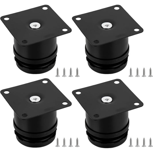 4 Black Adjustable Stainless Steel Furniture Legs with 0-10mm Height
