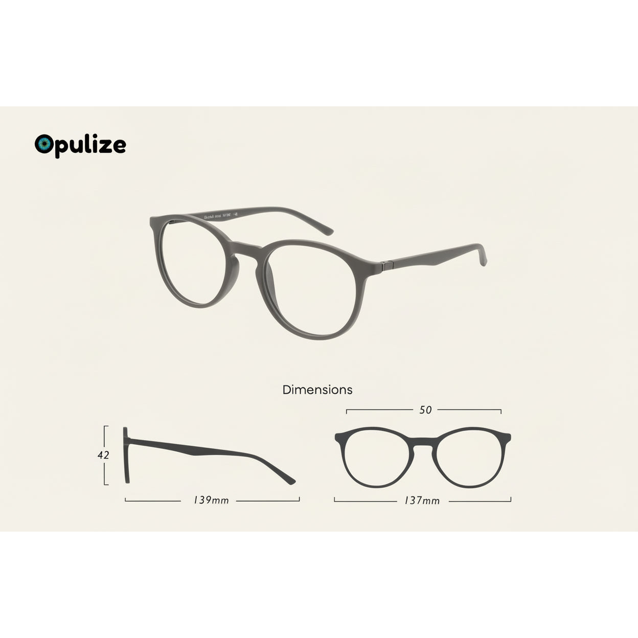 OPULIZE MET Reading Glasses, Round Frame, Black & Brown, +1.5