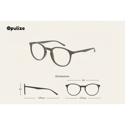 OPULIZE MET Reading Glasses, Round Frame, Black & Brown, +1.5