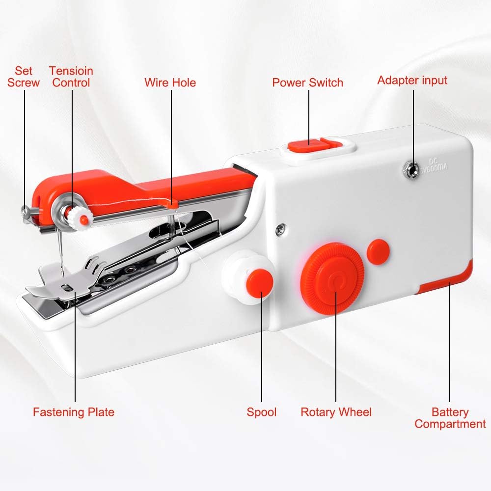 WITIFIG Handheld Sewing Machine Mini Portable Electric Red FRJ001