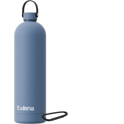 Exllena 1.5L Double-Wall Insulated Water Bottle with Carabiner