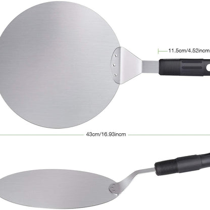 OFKPO Extra Large Stainless Steel Pizza Shovel with Wooden Handle