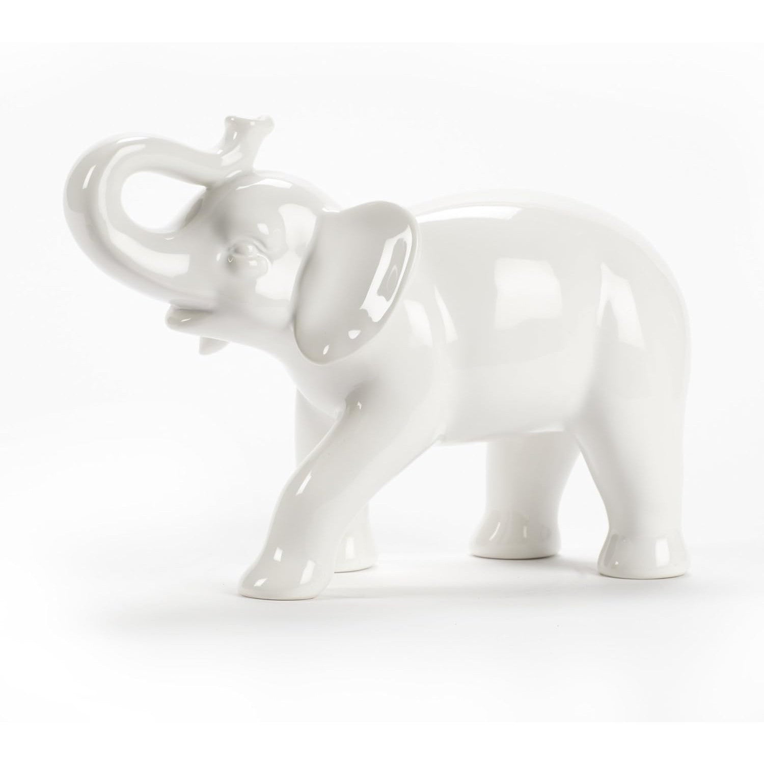 Elegant White Ceramic Elephant Figurine – Large Decorative Accent