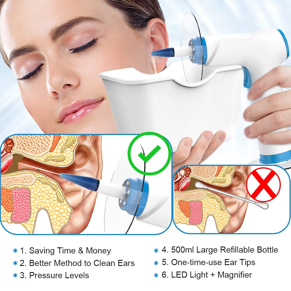 Temodu W30 Rechargeable Electric Ear Wax Removal Kit with Irrigation System and Disposable Tips