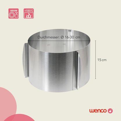 Wenco Stainless Steel Adjustable Cake Ring 15 cm Height