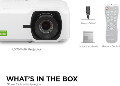 ViewSonic LX700-4K UHD 3500 Lumens Laser Projector – Designed for Xbox Gaming and Home Cinema