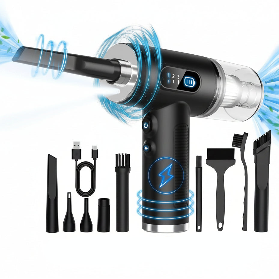 NEsLin 3 In 1 Compressed Air Duster Cordless Vacuum Cleaner Portable Rechargeable Dust Blower For Car Home