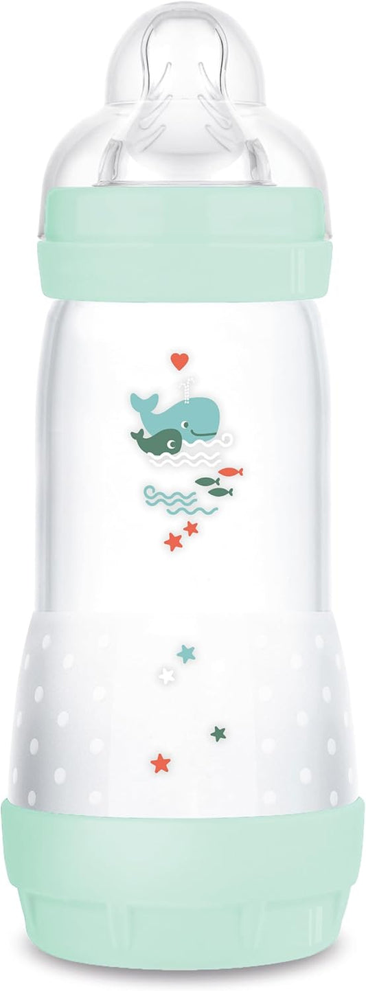 MAM Easy Start Anti-Colic Baby Bottle, 11 oz, Whale Design, 4 Months+