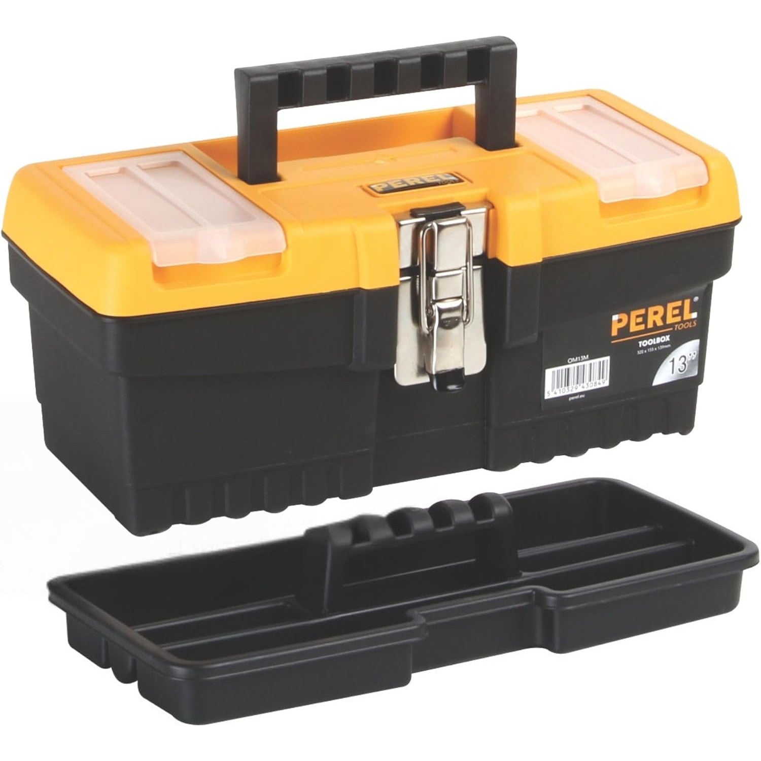 Perel 13‑inch Plastic Tool Box with Metal Latch