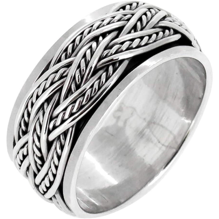 Men's 925 Sterling Silver Celtic Knot Ring for Stress Relief, 10mm Wide