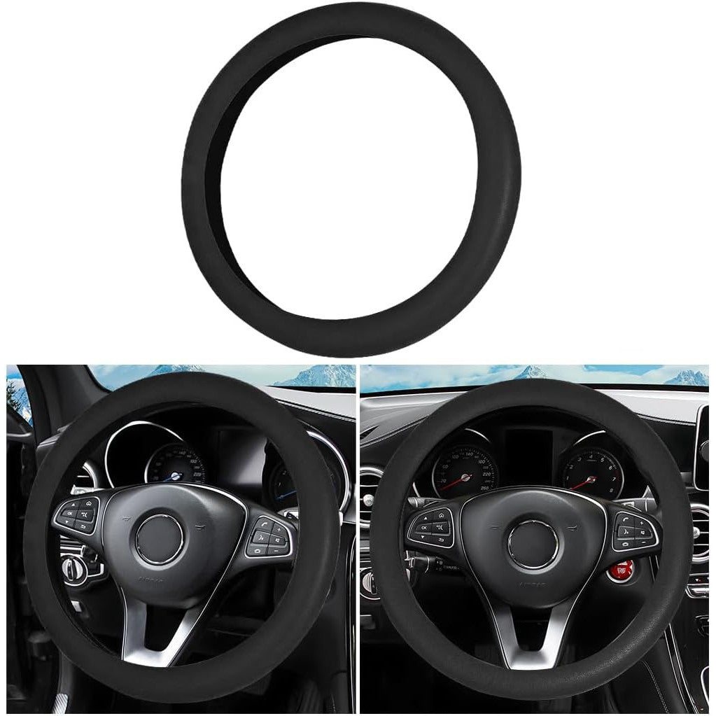 Universal Four-Season Thin Silicone Steering Wheel Cover – Black
